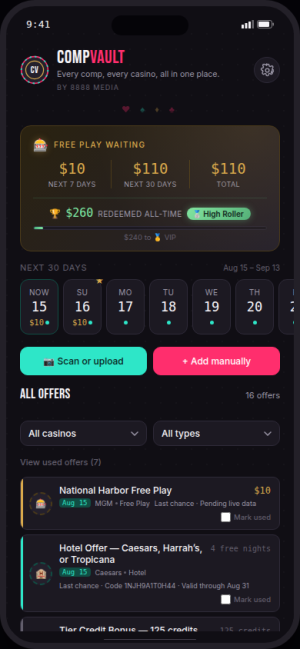 CompVault app home screen